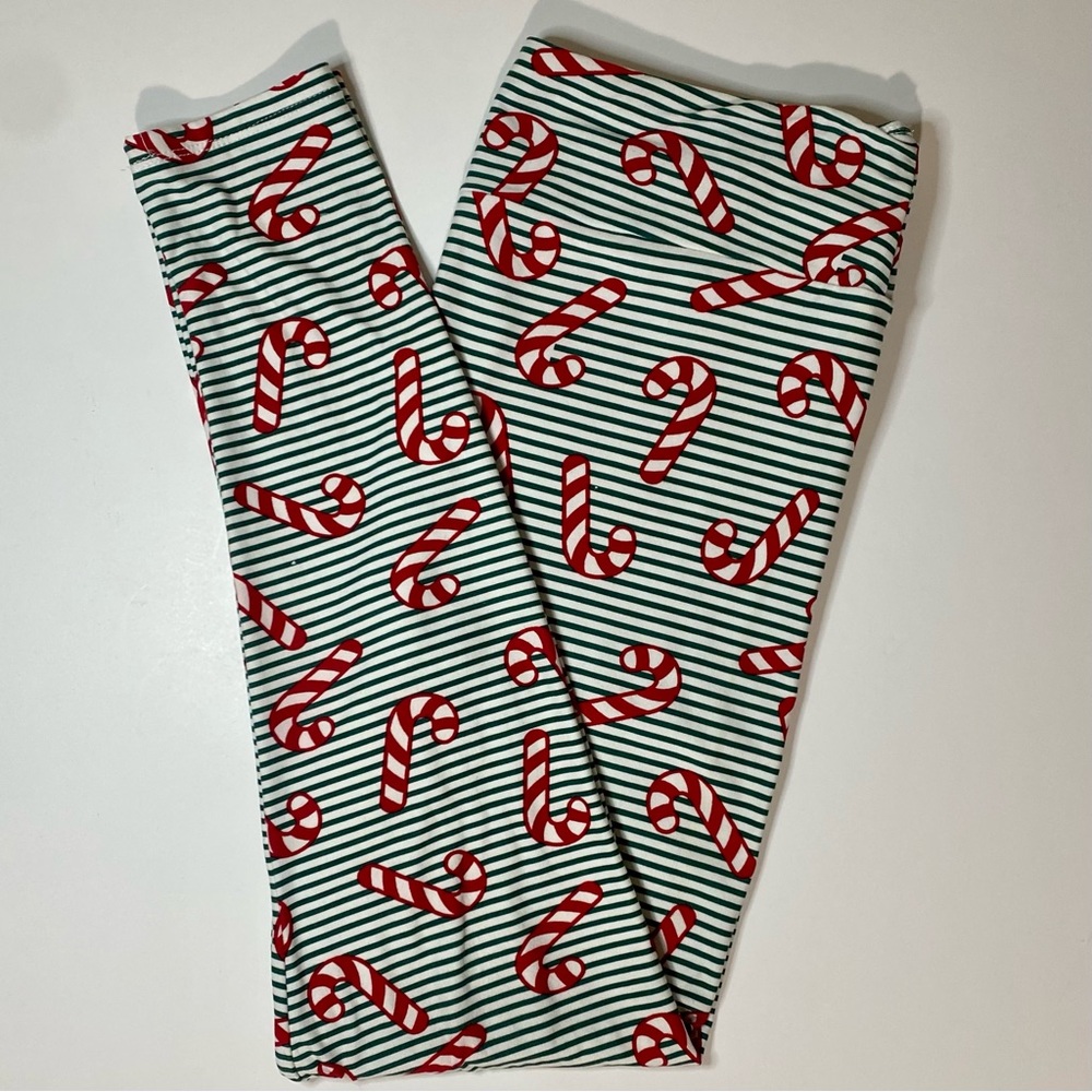 Candy cane, red & green TC LuLaRoe Leggings